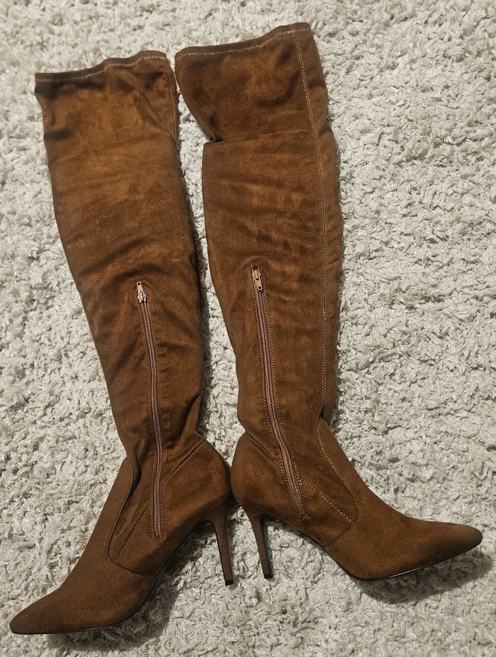 Women's Brown Suede Over-the-Knee Heeled Boots